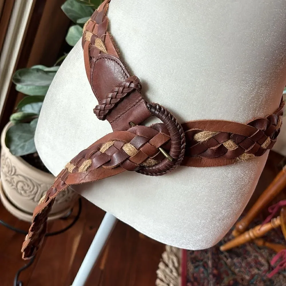 Hollister Braided Leather and Twine Belt - M/L